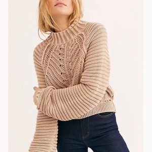 Free People Sweatheart Mock Neck Sweater Sandcastle Medium